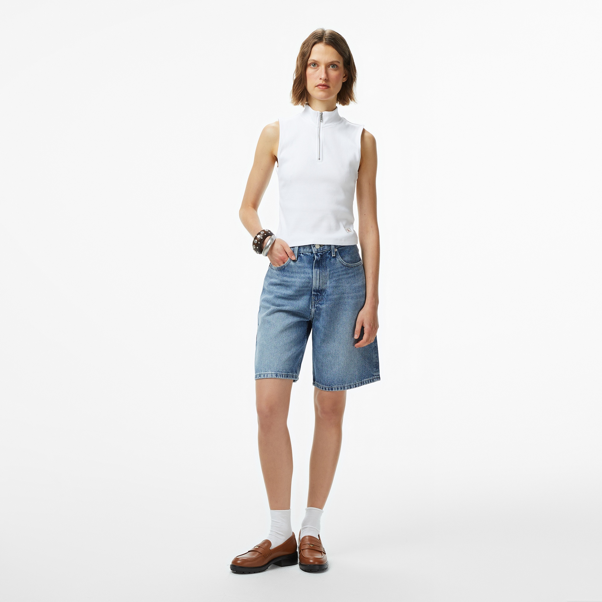 Calvin Klein Woven Label Kadın Beyaz T-Shirt