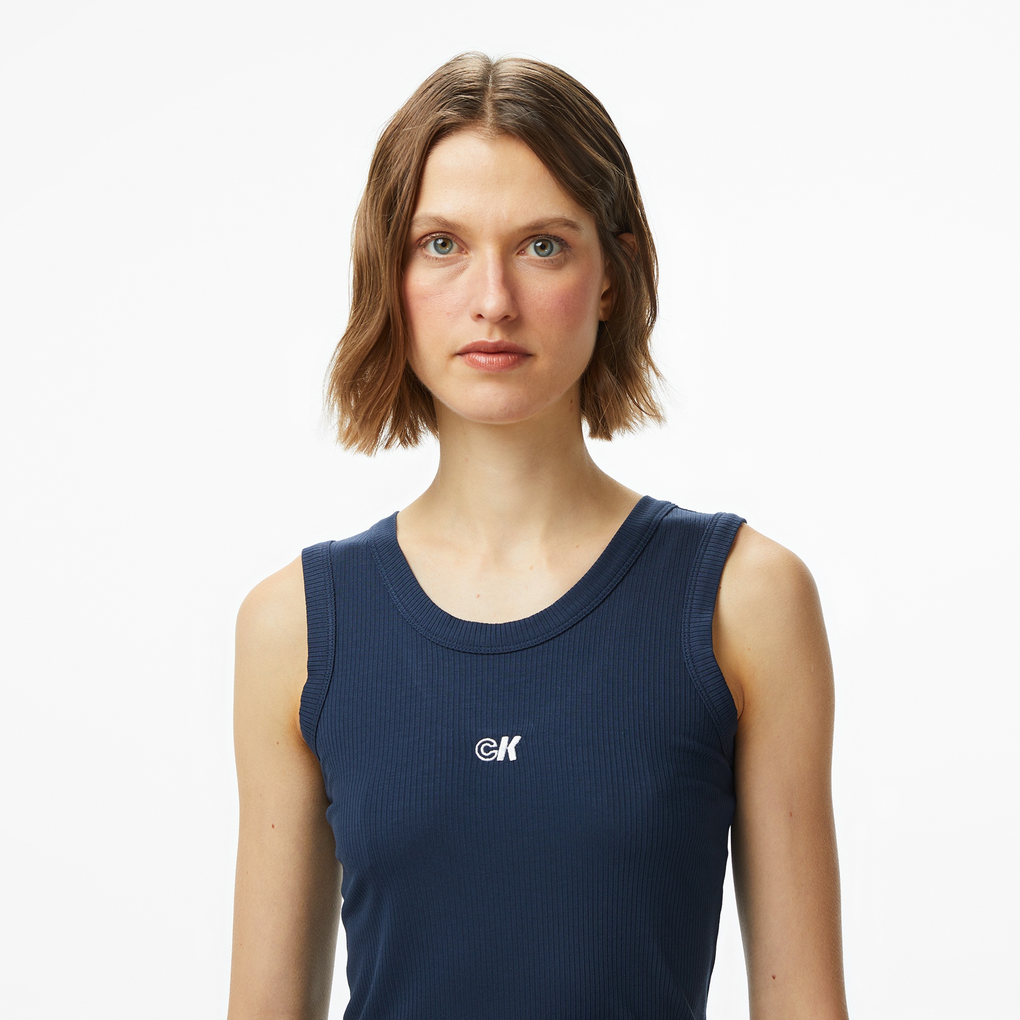 Calvin Klein Modal Tank Essential Kadın Mavi T-Shirt