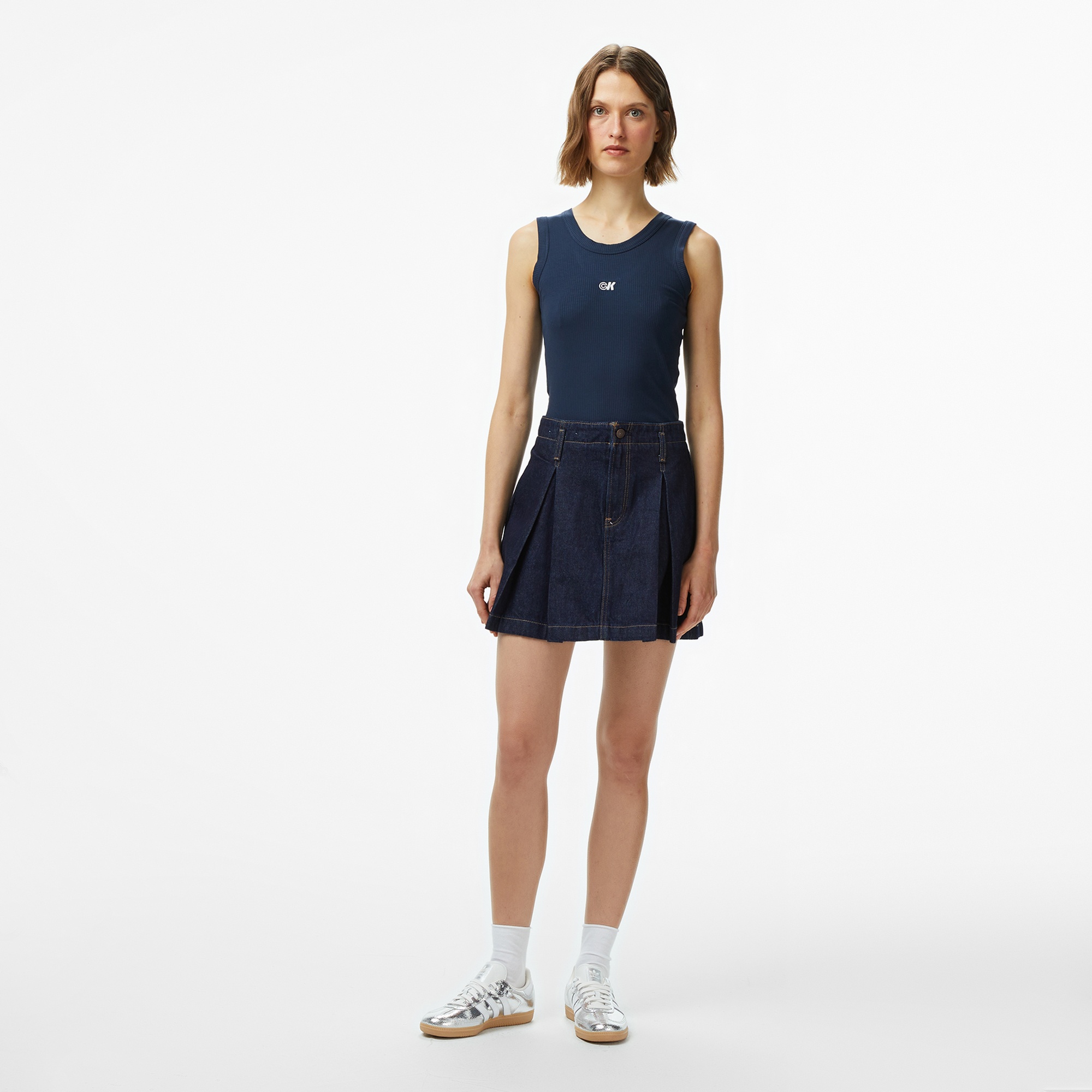 Calvin Klein Modal Tank Essential Kadın Mavi T-Shirt