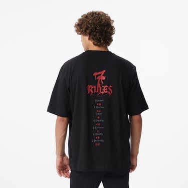  UNITED4 x Monkey Project 7 Rules Unisex Siyah T-Shirt