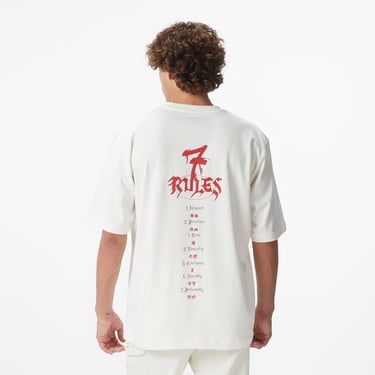  UNITED4 x Monkey Project 7 Rules Unisex Beyaz T-Shirt