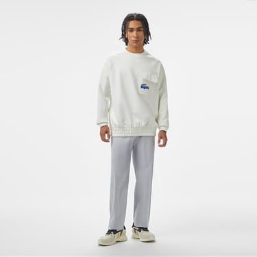  Lacoste House of SuperStep x Lacoste Erkek Beyaz Sweatshirt