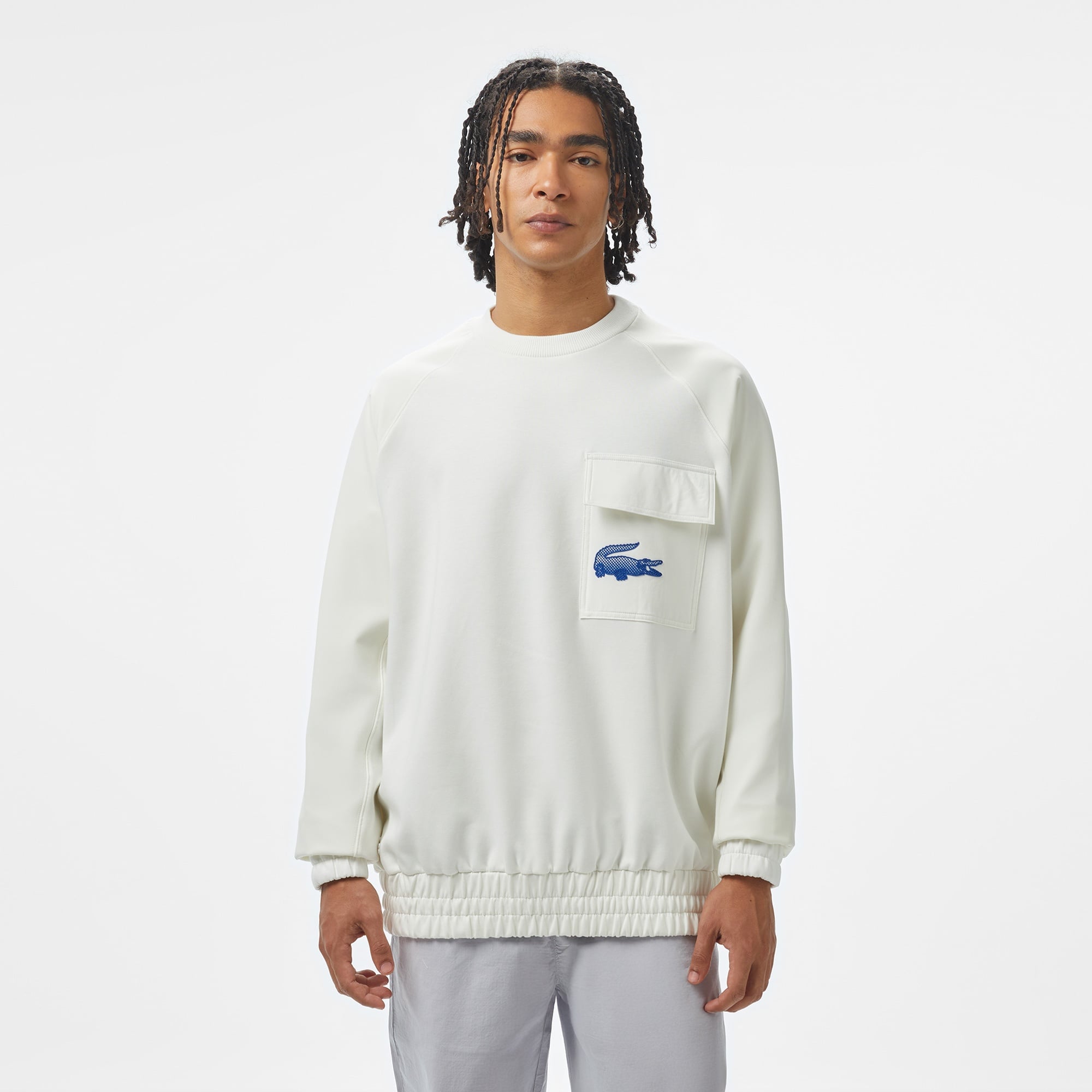 Lacoste House of SuperStep x Lacoste Erkek Beyaz Sweatshirt