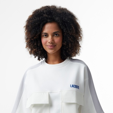  Lacoste House of SuperStep x Lacoste Kadın Beyaz Sweatshirt