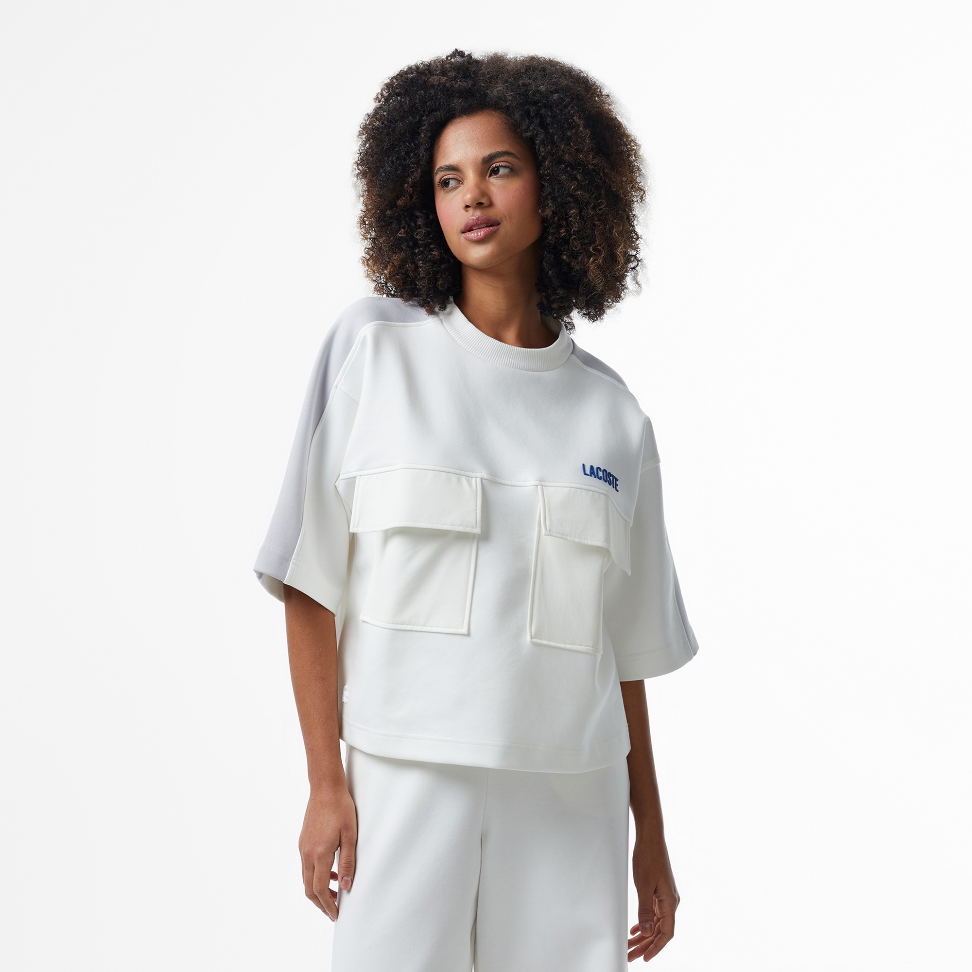 Lacoste House of SuperStep x Lacoste Kadın Beyaz Sweatshirt