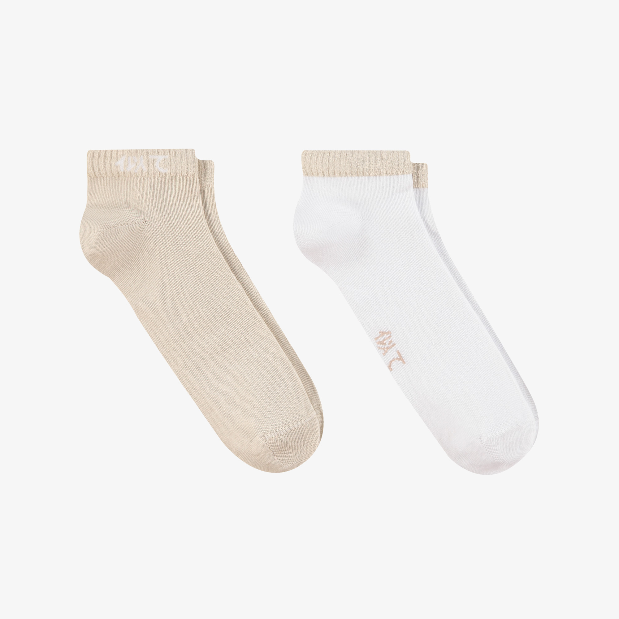  UNITED4 Unisex Taş - Beyaz 2'li Patik Çorap