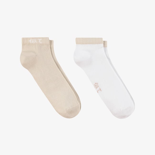  UNITED4 Unisex Taş - Beyaz 2'li Patik Çorap