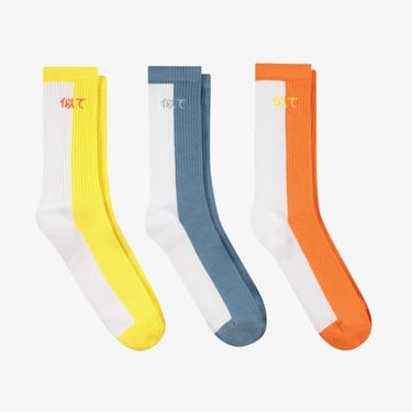  UNITED4 Unisex Sarı - Turuncu - Mavi 3'lü Soket Çorap