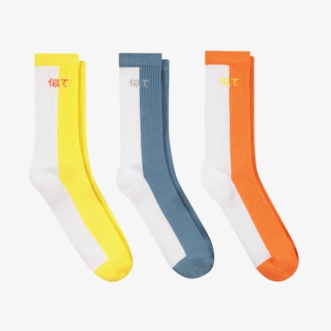  UNITED4 Unisex Sarı - Turuncu - Mavi 3'lü Soket Çorap