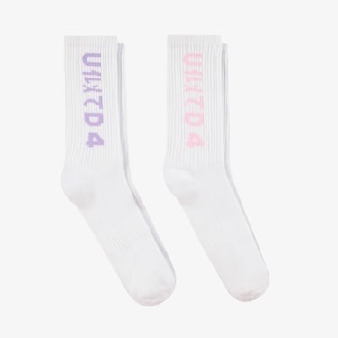  UNITED4 Unisex Beyaz 2'li Soket Çorap