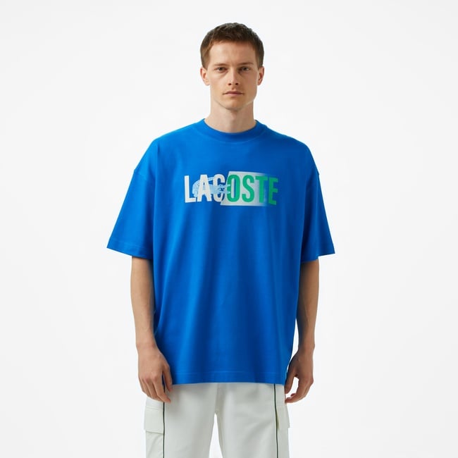  Lacoste House of SuperStep x Lacoste Erkek Mavi T-Shirt