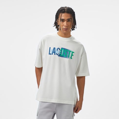  Lacoste House of SuperStep x Lacoste Erkek Beyaz T-Shirt