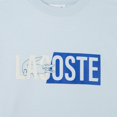  Lacoste House of SuperStep x Lacoste Kadın Mavi T-Shirt