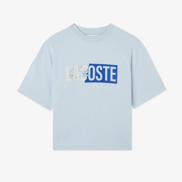  Lacoste House of SuperStep x Lacoste Kadın Mavi T-Shirt