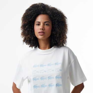  Lacoste House of SuperStep x Lacoste Kadın Beyaz T-Shirt