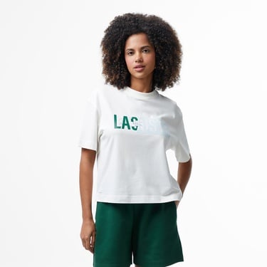  Lacoste House of SuperStep x Lacoste Kadın Beyaz T-Shirt