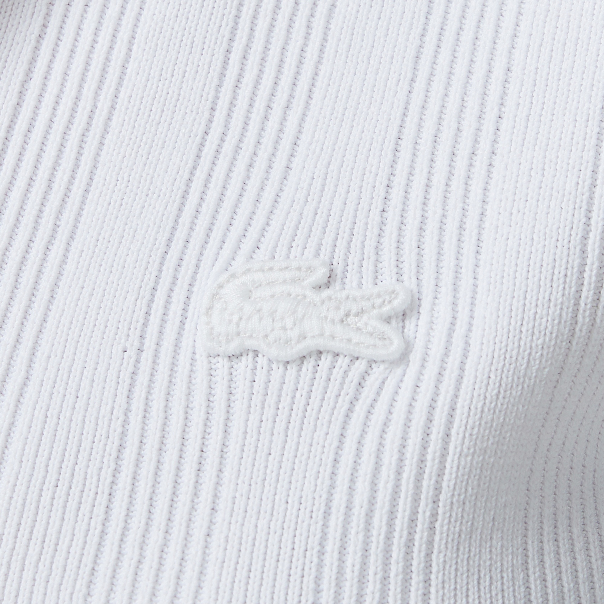 Kadın Slim Fit Kısa Kollu Yarım Fermuarlı Beyaz Triko