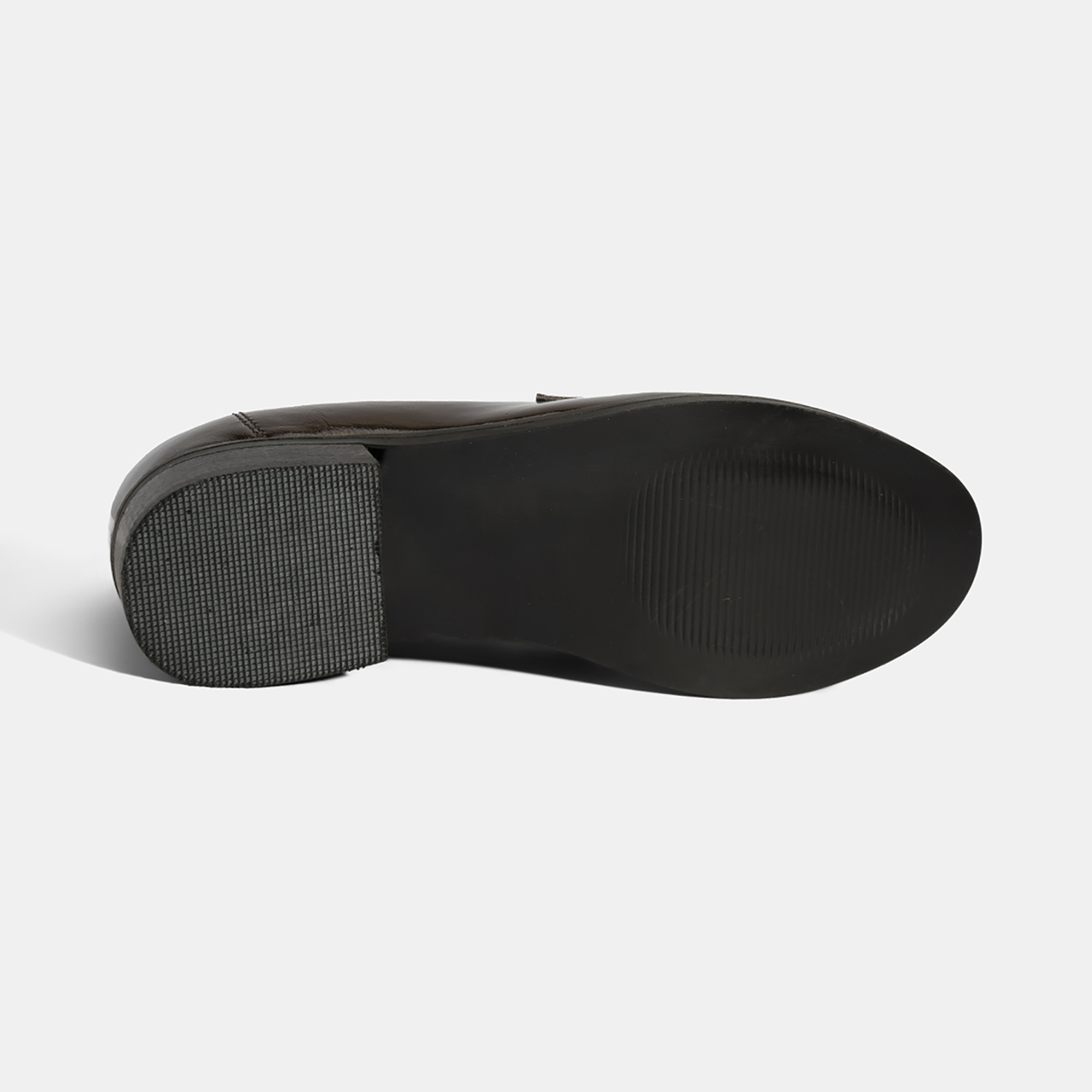 Kadın Kahve Zincir Aksesuarlı Deri Loafer