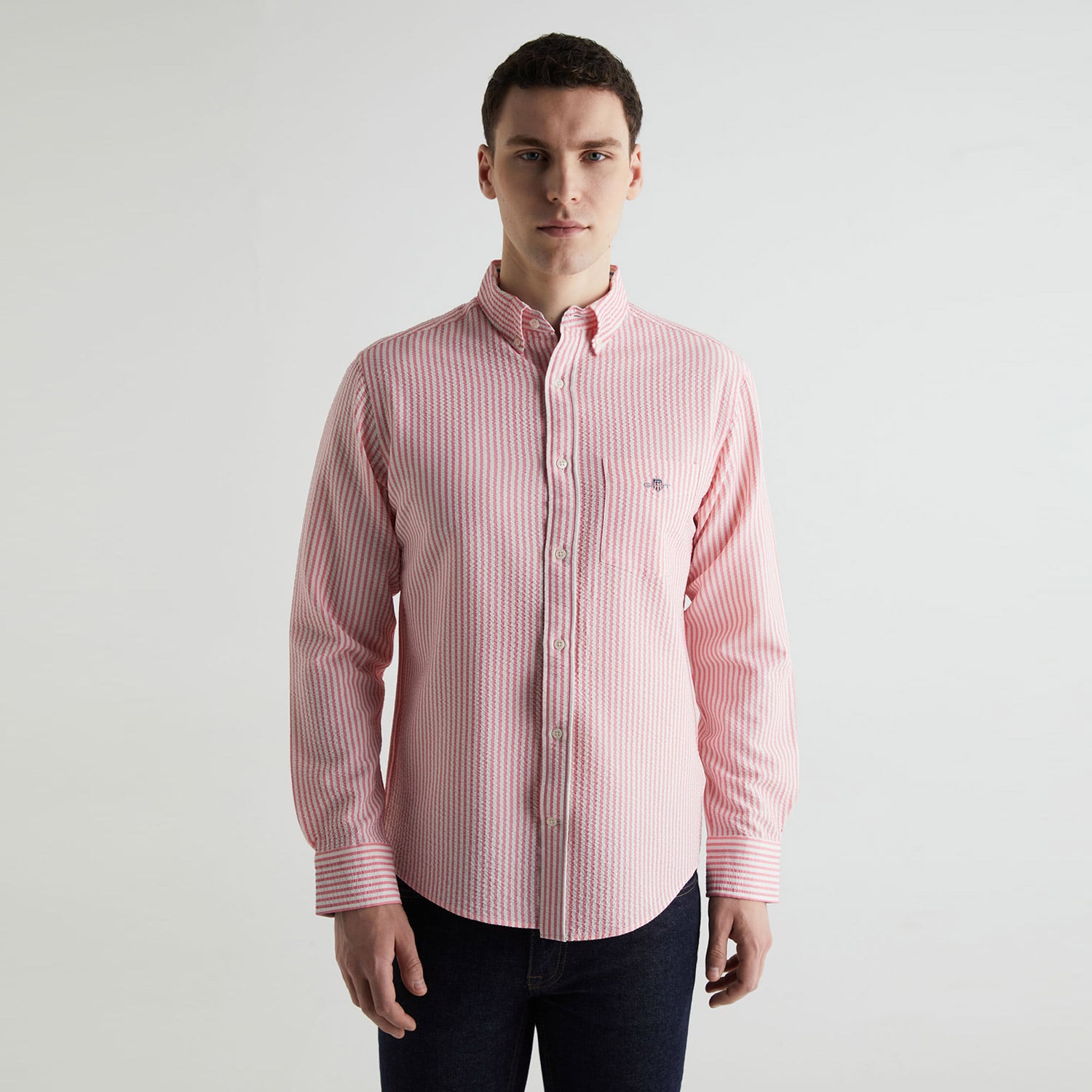  GANT Erkek Pembe Regular Fit Klasik Yaka Çizgili Gömlek