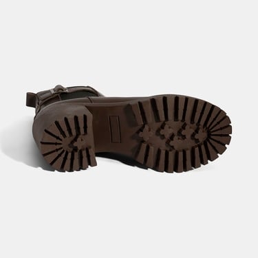  Kadın Kahve Metal Toka Detaylı Topuklu Bot