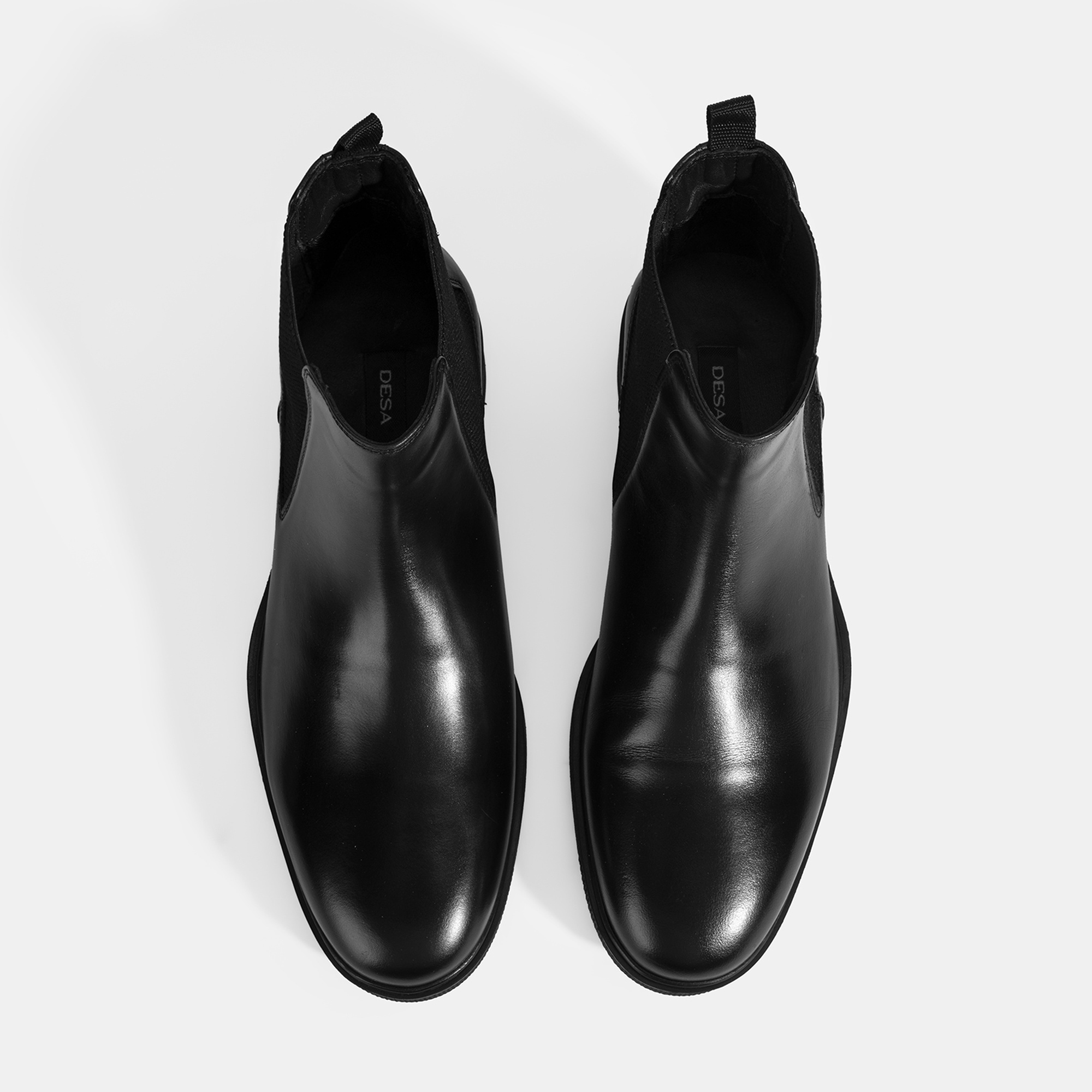 Erkek Siyah Lastik Detaylı Deri Bot