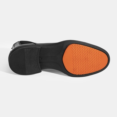  Erkek Siyah Lastik Detaylı Deri Bot