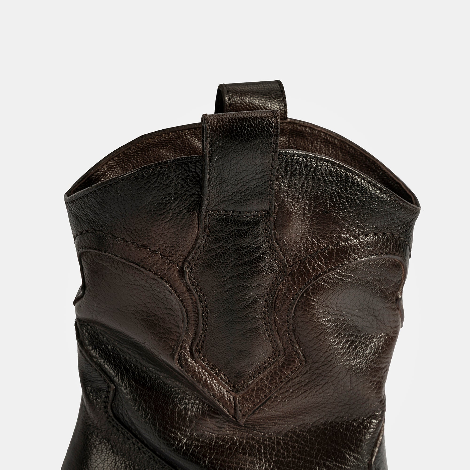 Kadın Kahve Kalın Topuklu Deri Bot