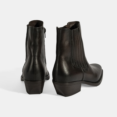  Kadın Kahve Topuklu Deri Bot