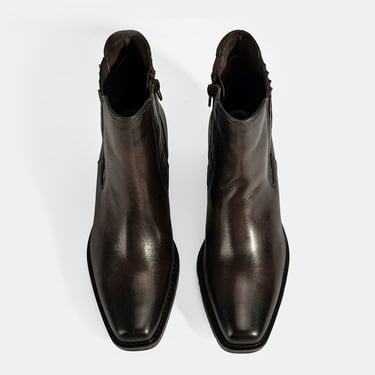  Kadın Kahve Topuklu Deri Bot