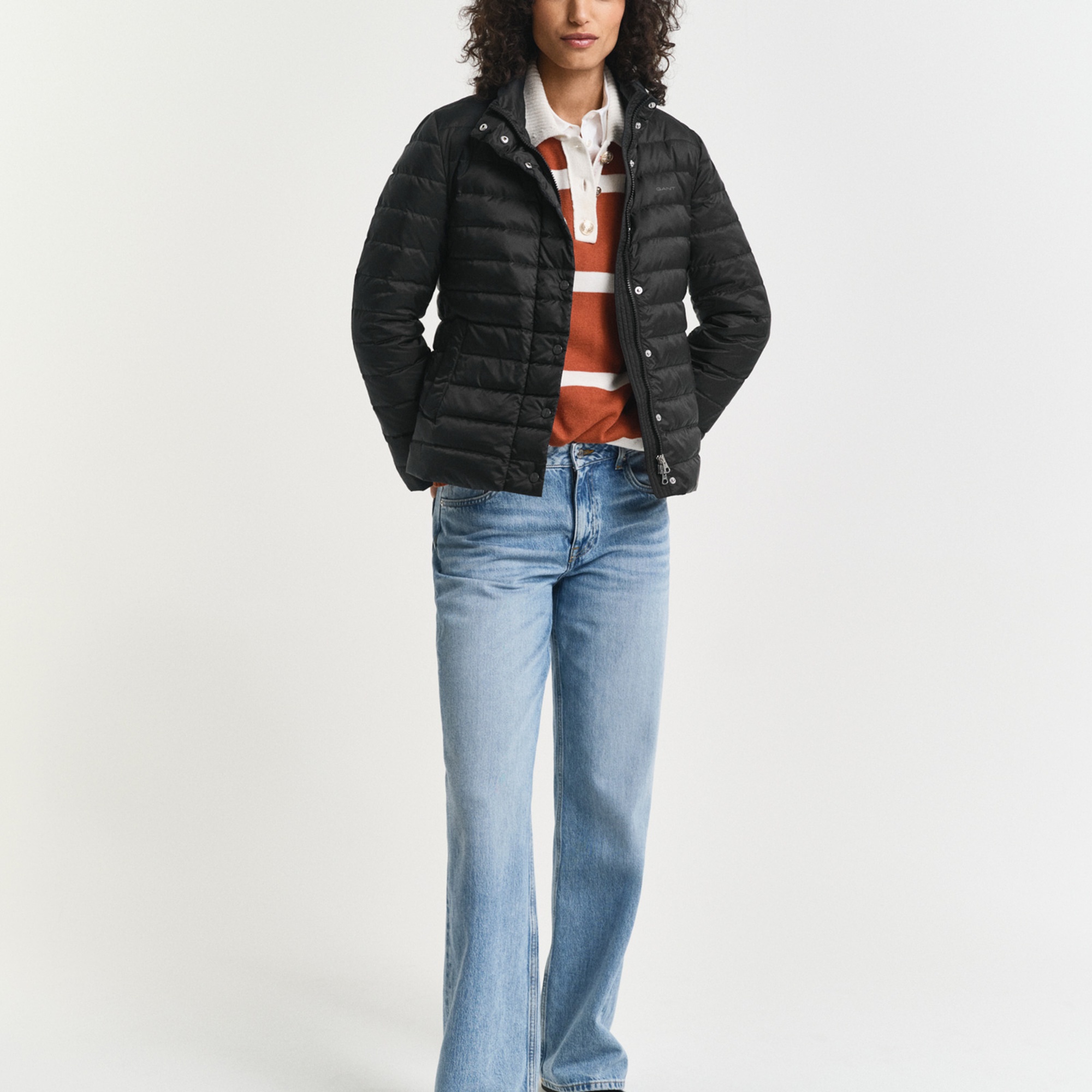 GANT Kadın Siyah Regular Fit Dik Yaka Kaz Tüyü Mont