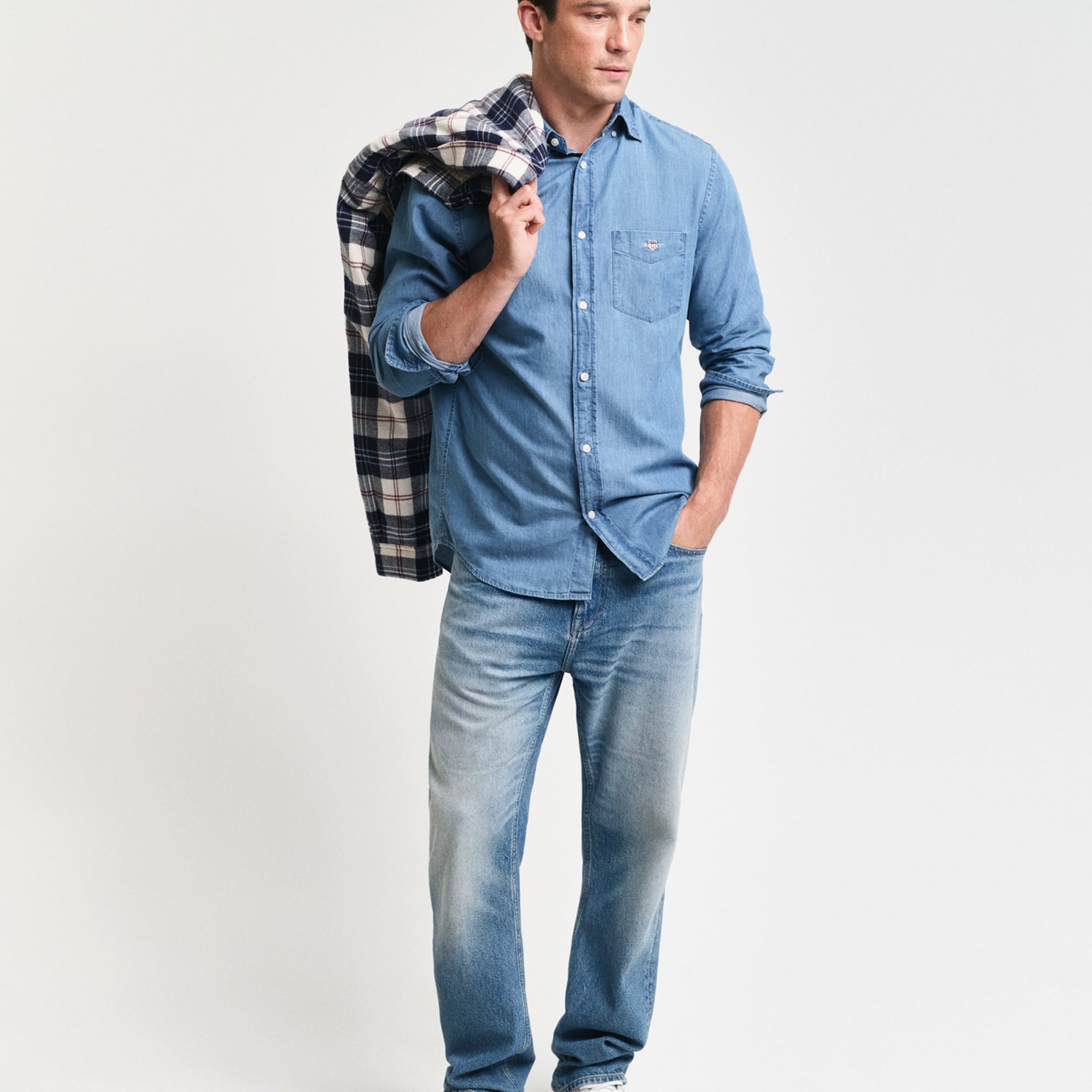 GANT Erkek Mavi Regular Fit Düğmeli Yaka Gömlek