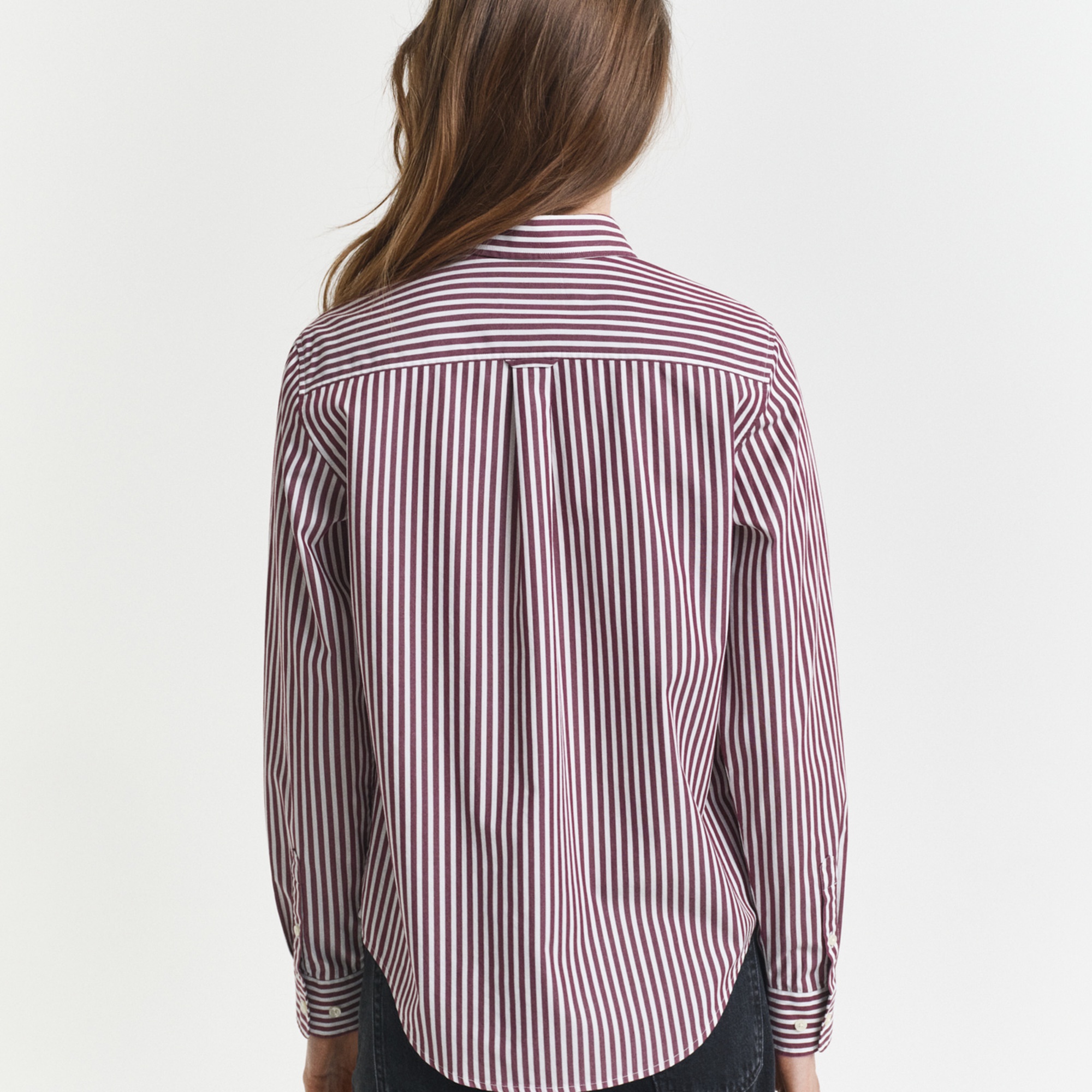 GANT Kadın Bordo Regular Fit Klasik Yaka Çizgili Gömlek