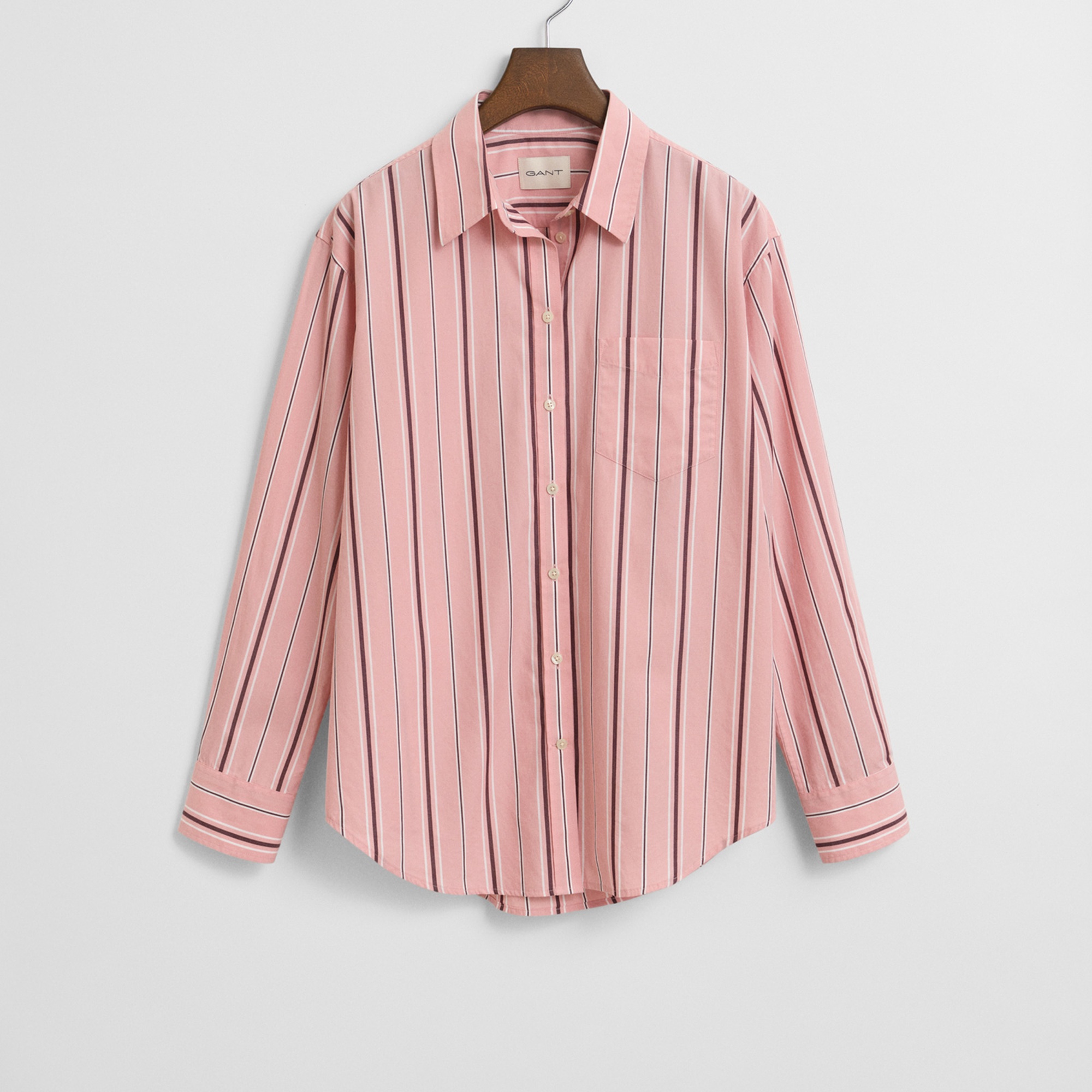 GANT Kadın Pembe Relaxed Fit Klasik Yaka Çizgili Gömlek