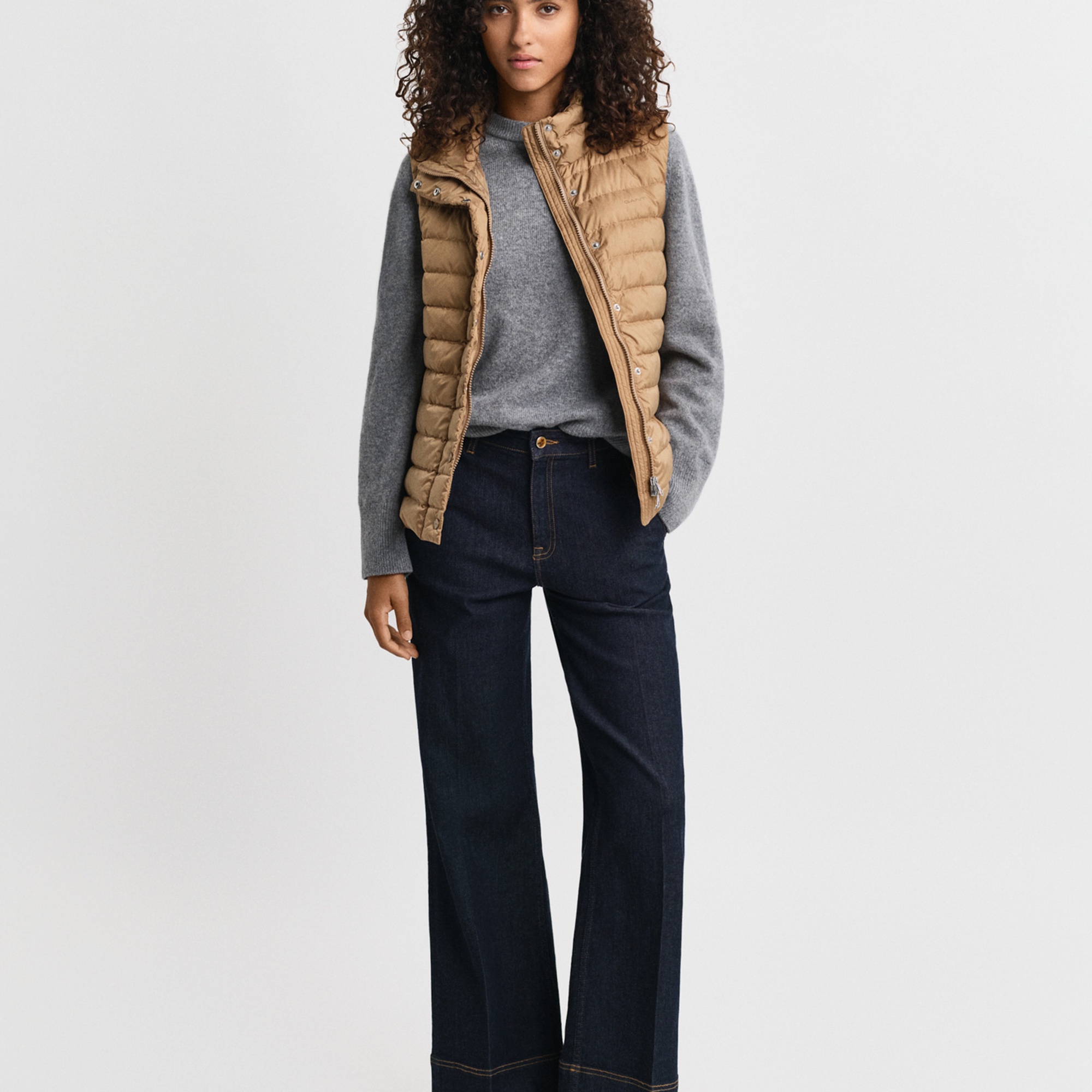 GANT Kadın Kaverengi Regular Fit Dik Yaka Kaz Tüyü Yelek