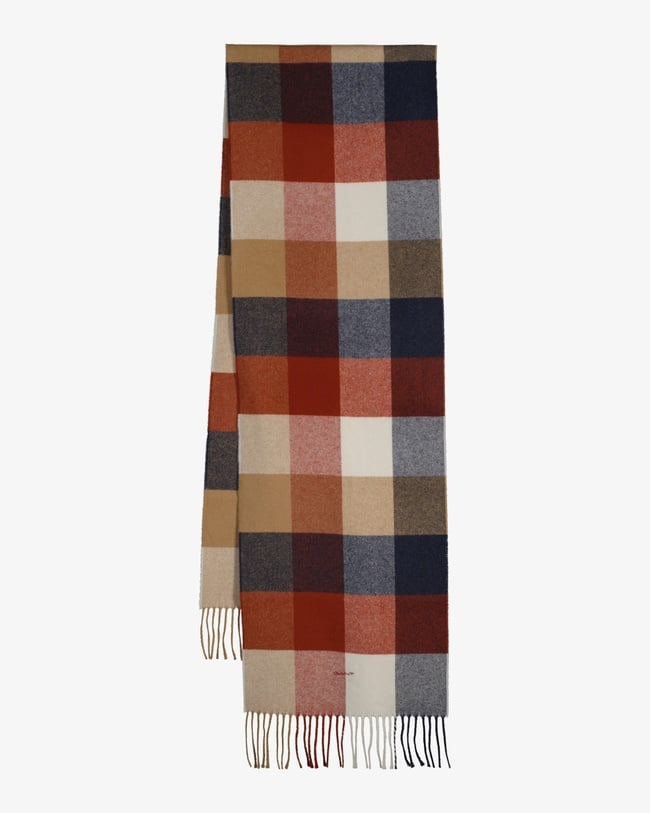  GANT Erkek Kırmızı Kareli Yün Atkı