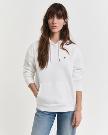  GANT Kadın Beyaz Relaxed Fit Kapüşonlu Sweatshirt