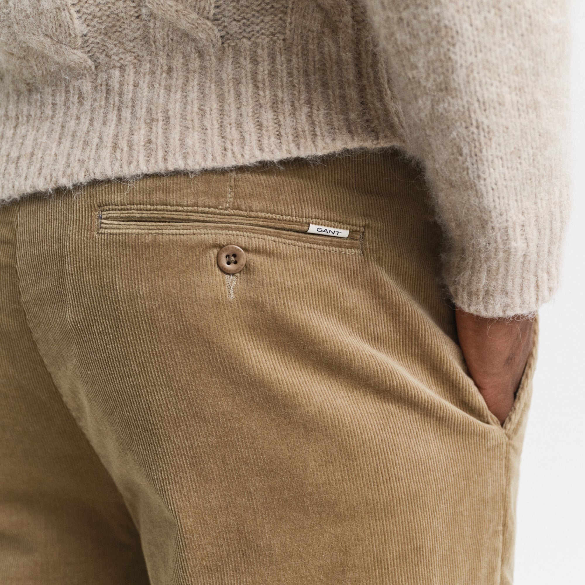 GANT Erkek Bej Regular Fit Cord Chino Pantolon