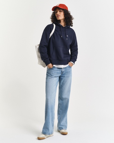  GANT Kadın Lacivert Relaxed Fit Kapüşonlu Sweatshirt