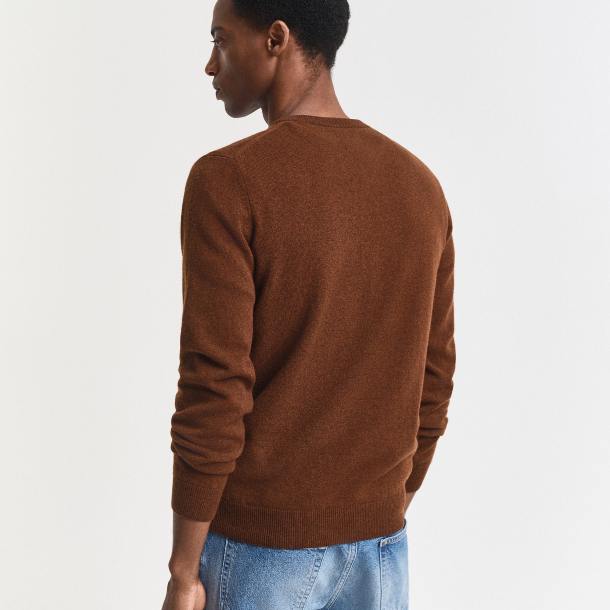 GANT Erkek Kahverengi Regular Fit Bisiklet Yaka Yün Kazak