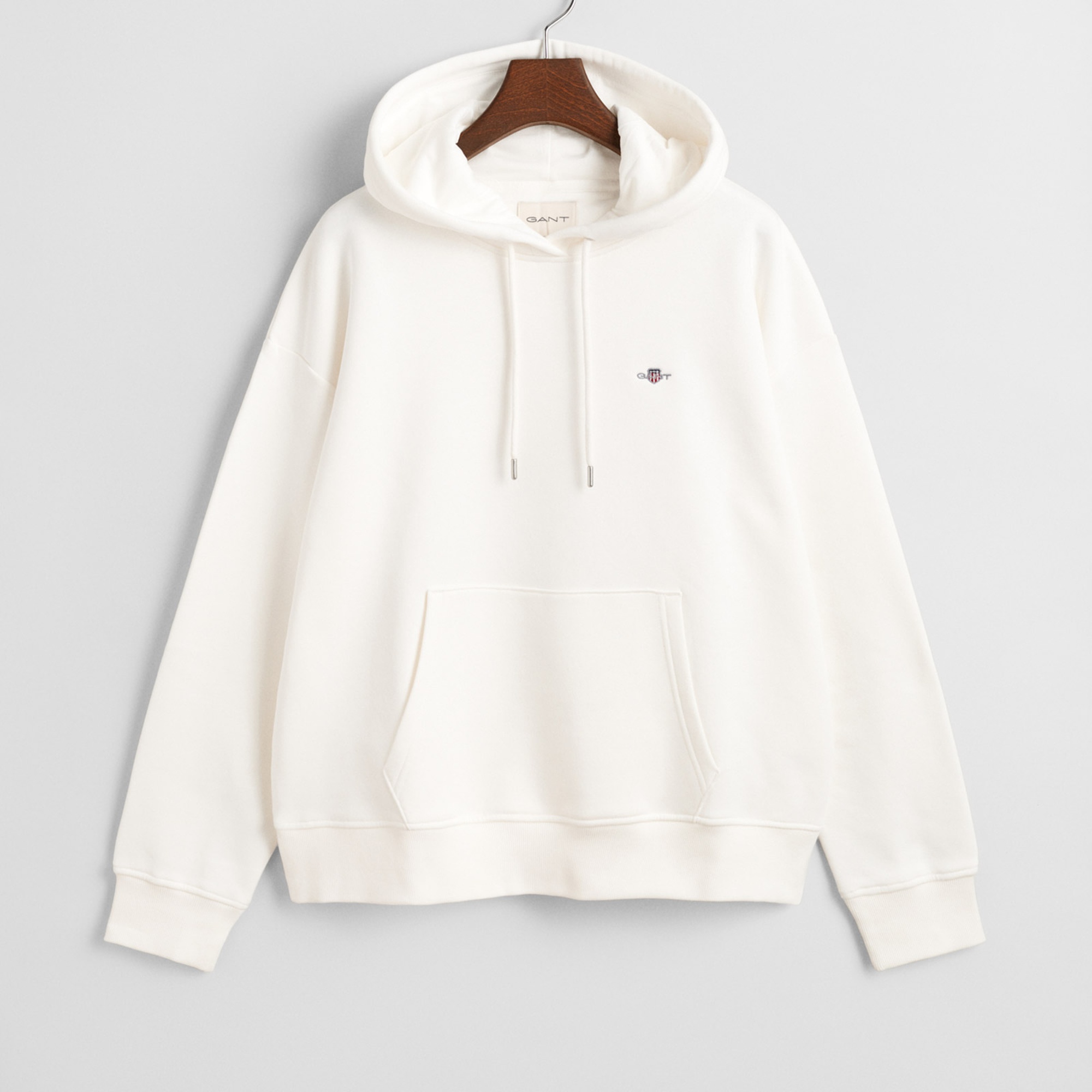 GANT Kadın Beyaz Relaxed Fit Kapüşonlu Sweatshirt