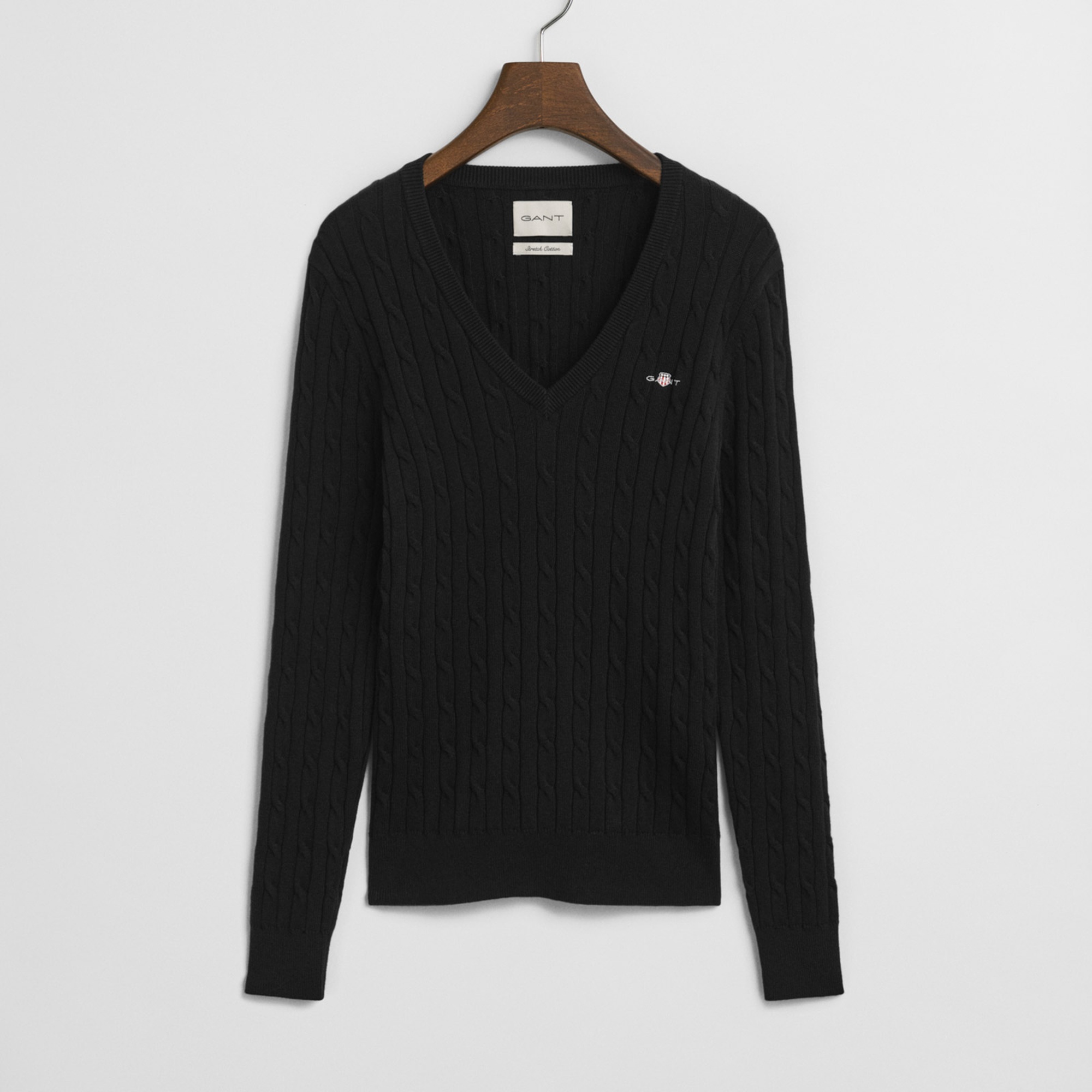 GANT Kadın Siyah Slim Fit V Yaka Kazak