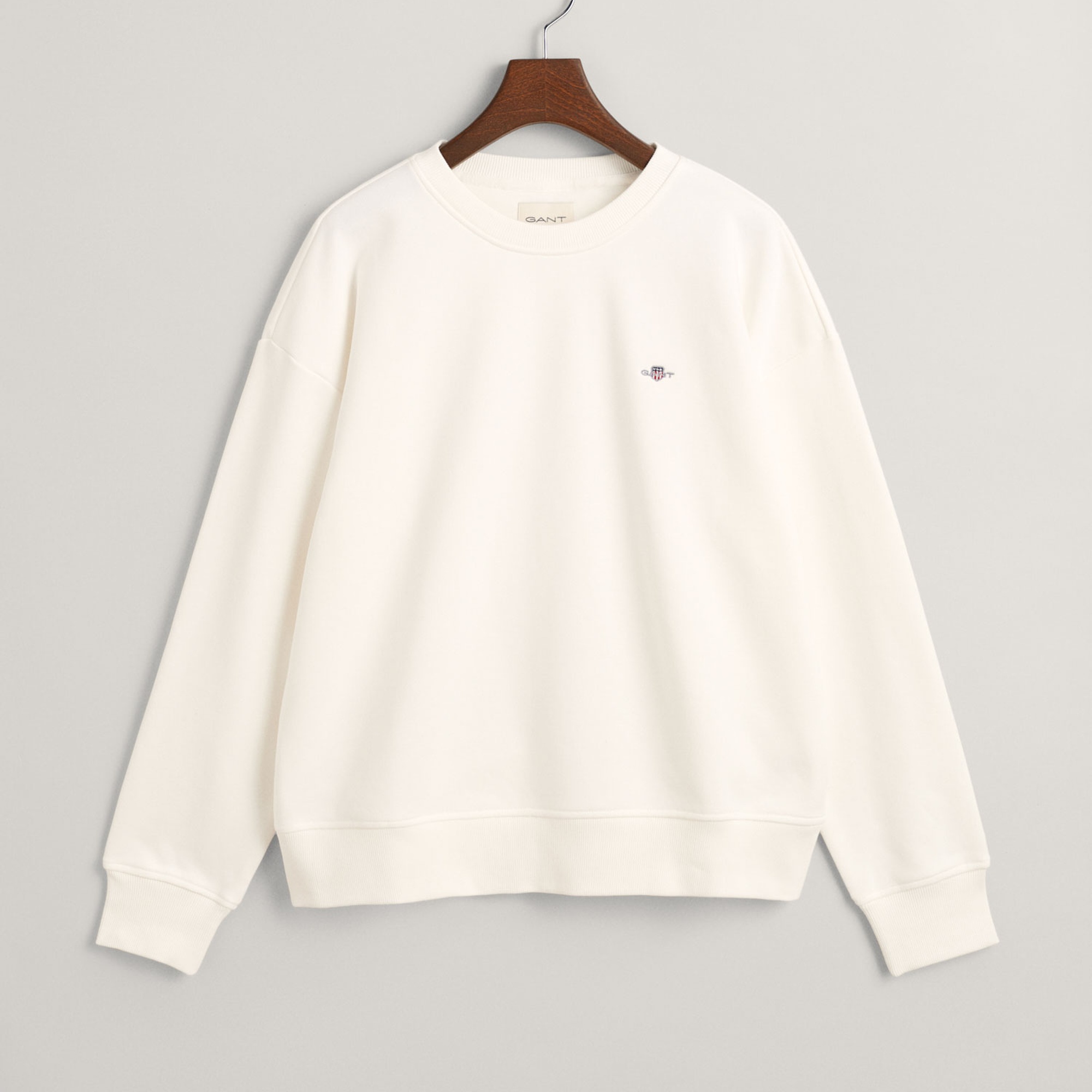 GANT Kadın Beyaz Relaxed Fit Bisiklet Yaka Sweatshirt