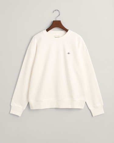  GANT Kadın Beyaz Relaxed Fit Bisiklet Yaka Sweatshirt