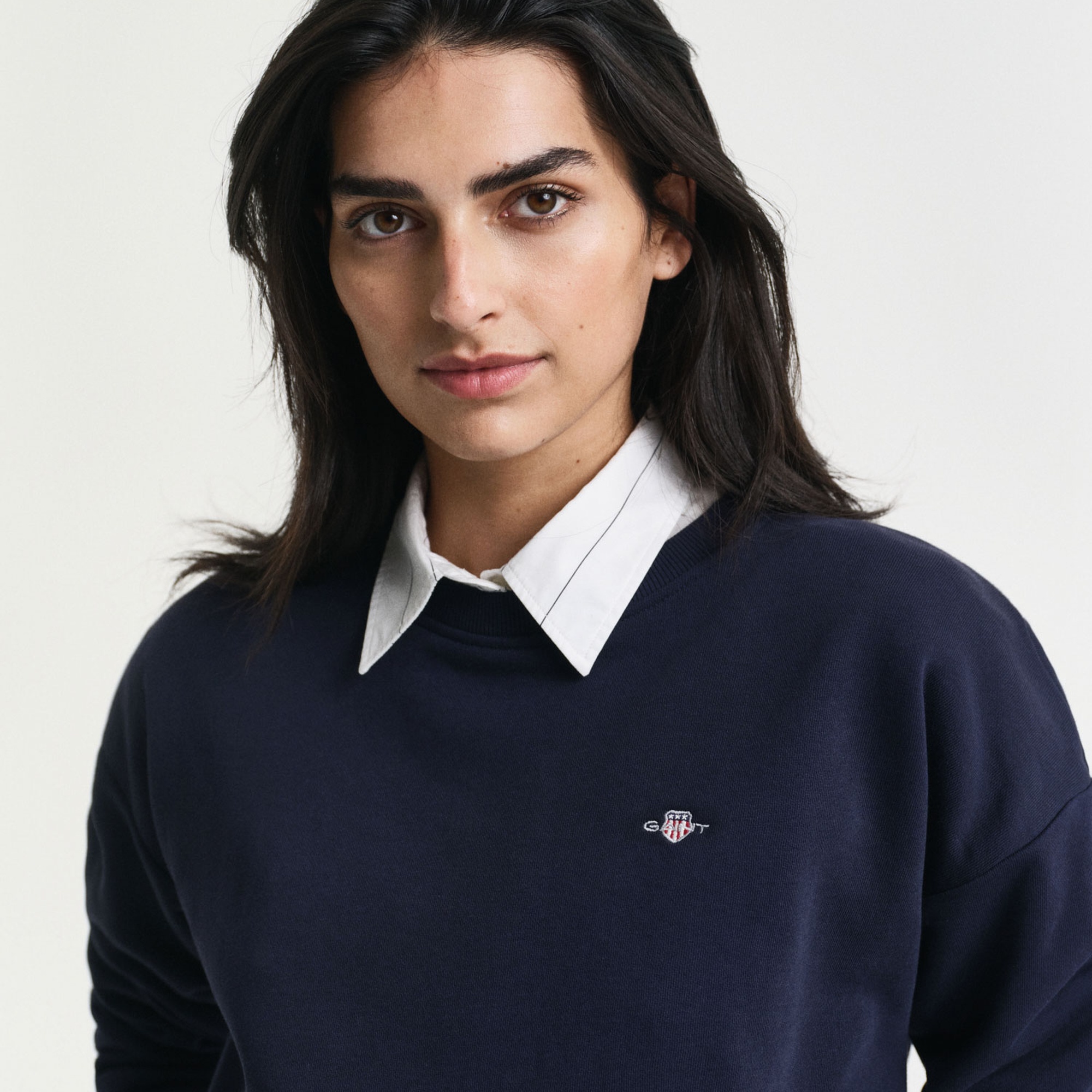 GANT Kadın Lacivert Relaxed Fit Bisiklet Yaka Sweatshirt