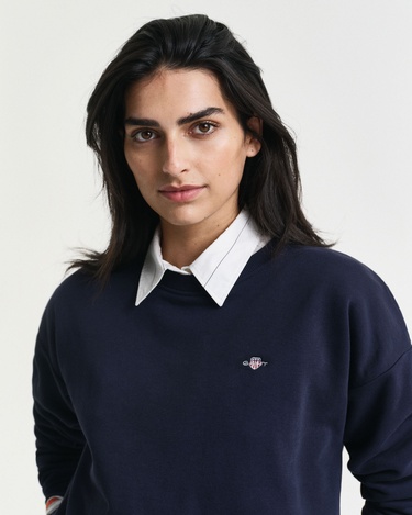  GANT Kadın Lacivert Relaxed Fit Bisiklet Yaka Sweatshirt