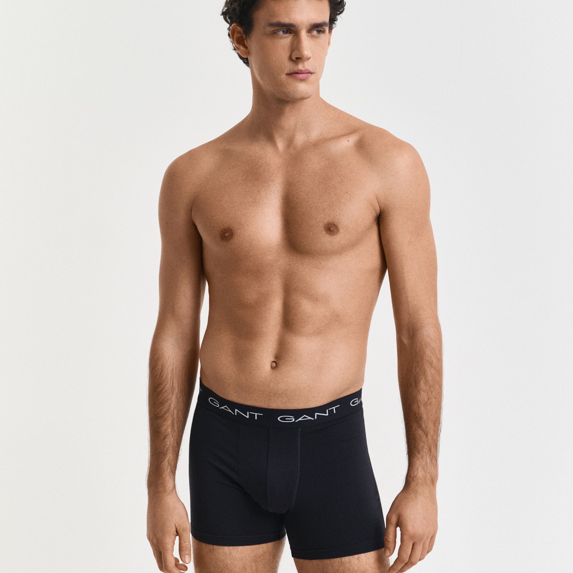 GANT Erkek Siyah Slim Fit Logolu 3'lü Boxer