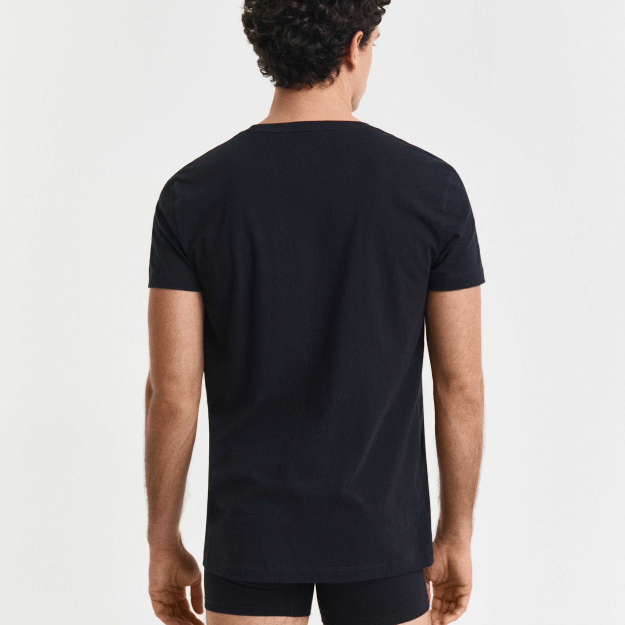 GANT Erkek Siyah Regular Fit Bisiklet Yaka Kısa Kollu 2'li Atlet