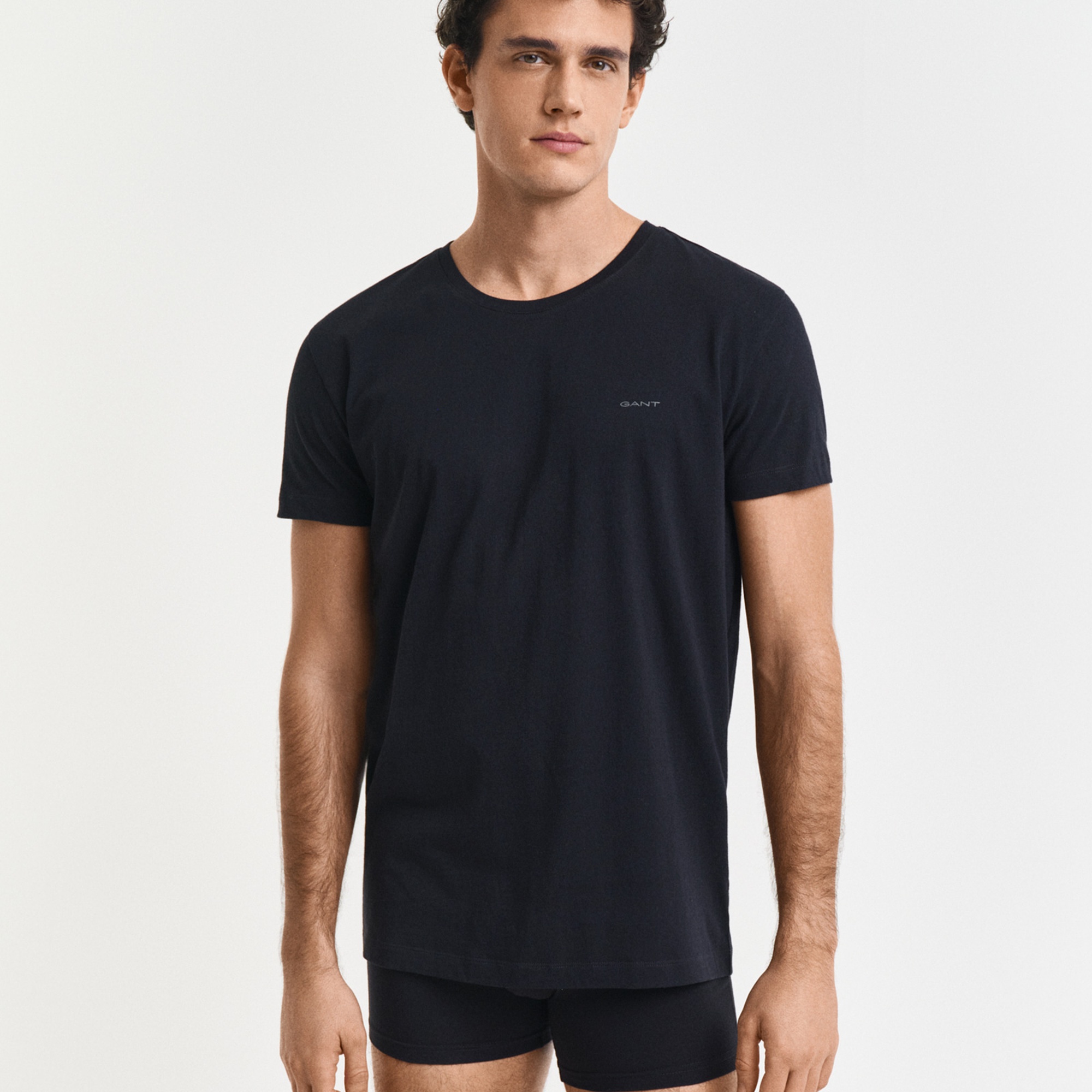 GANT Erkek Siyah Regular Fit Bisiklet Yaka Kısa Kollu 2'li Atlet