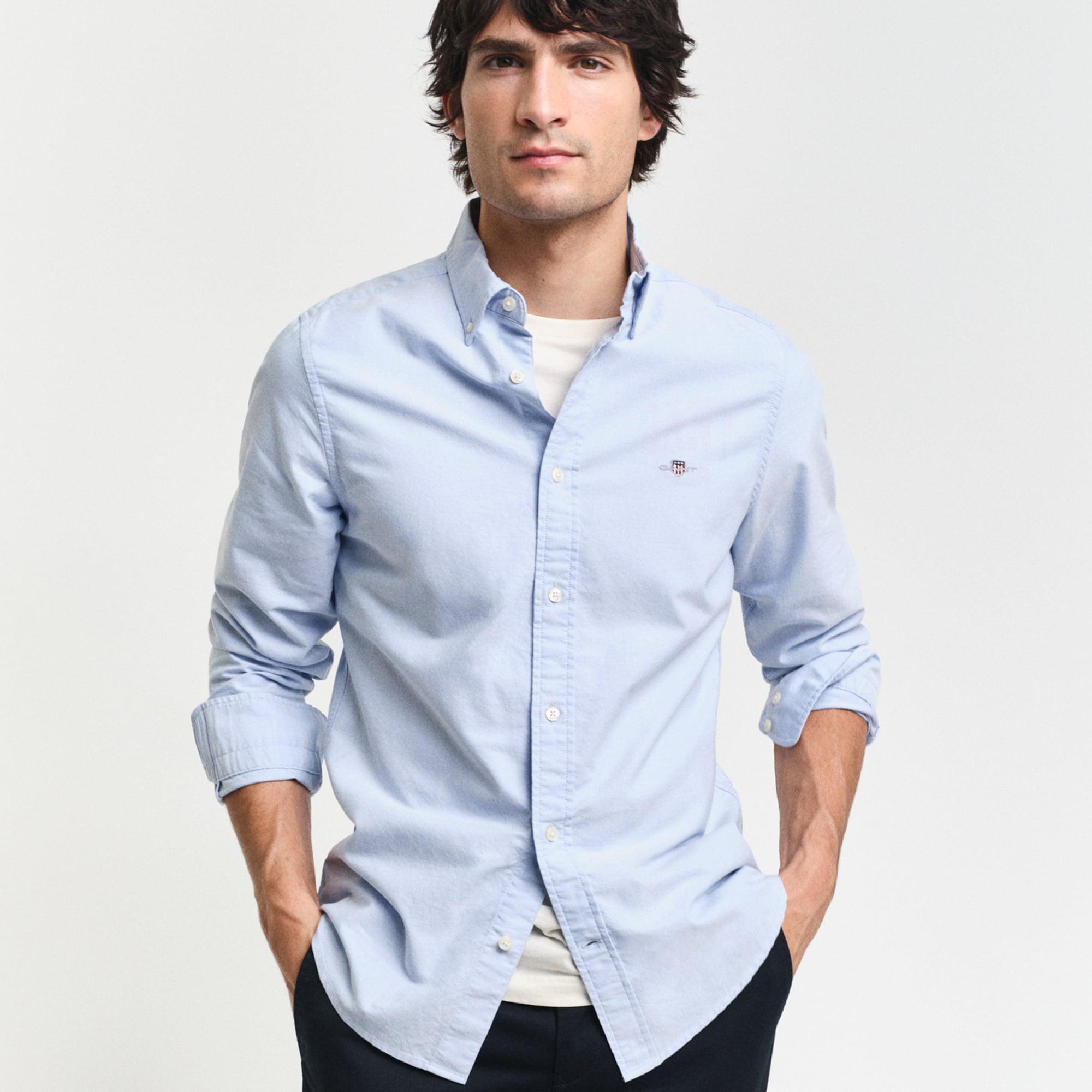 GANT Erkek Mavi Slim Fit Klasik Yaka Oxford Gömlek