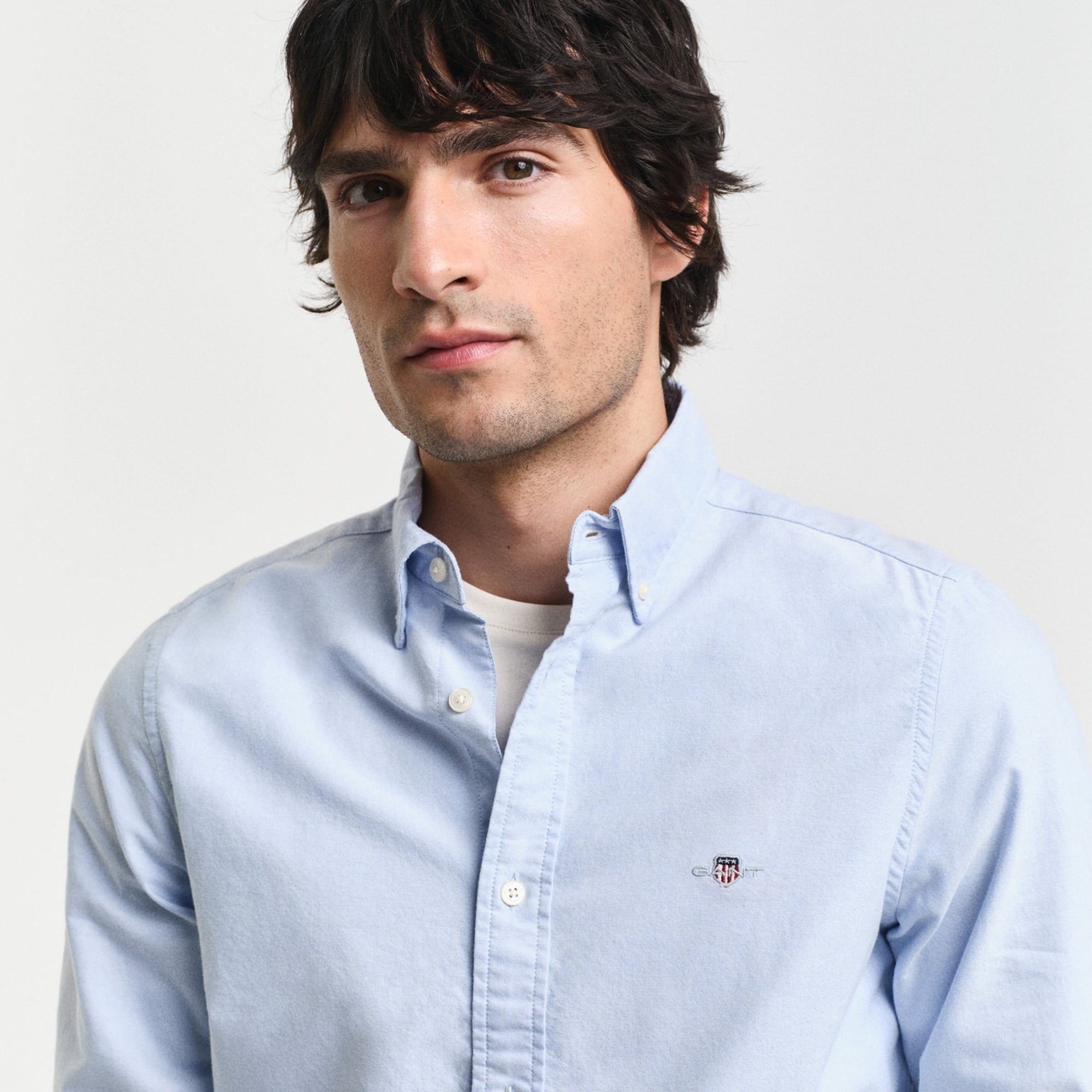 GANT Erkek Mavi Slim Fit Klasik Yaka Oxford Gömlek